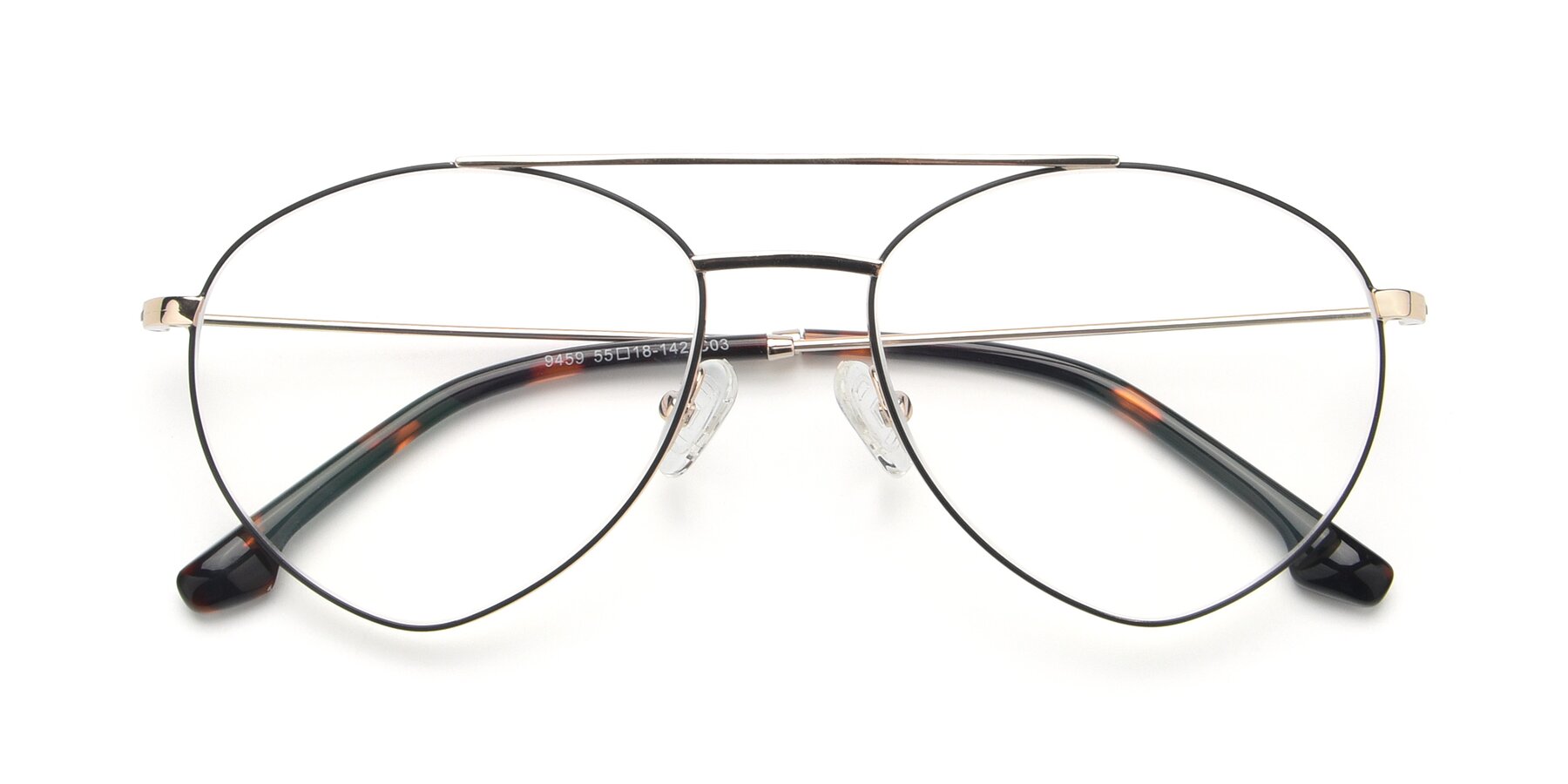 Folded Front of 9459 in Gold-Black with Clear Blue Light Blocking Lenses