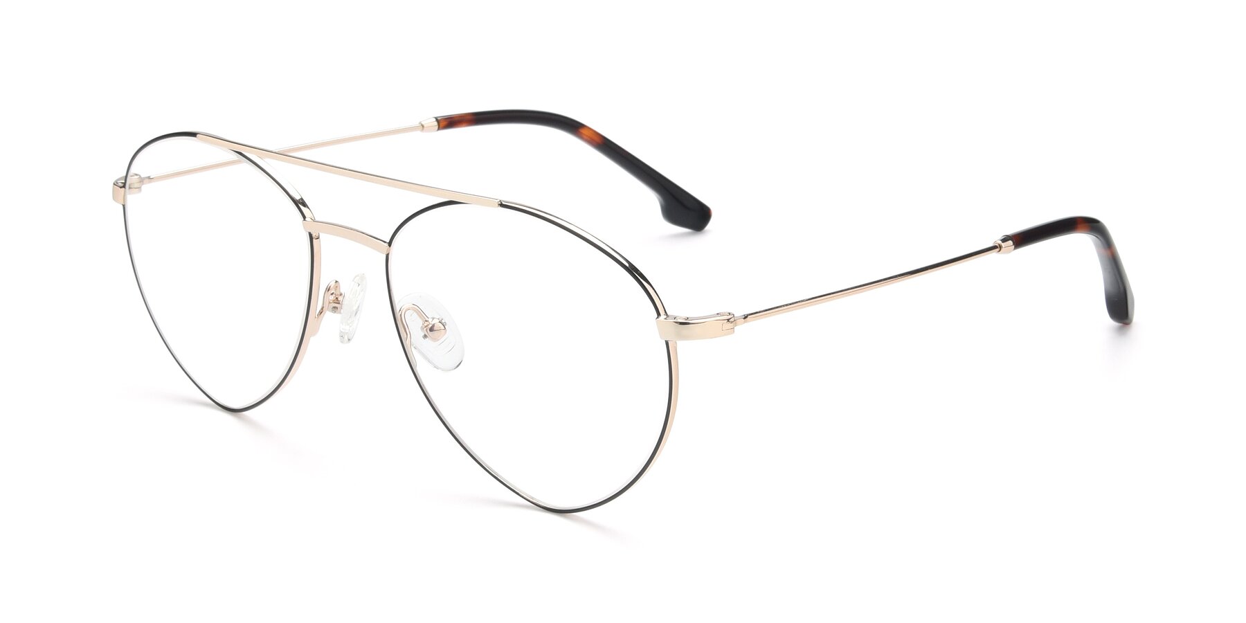 Angle of 9459 in Gold-Black with Clear Reading Eyeglass Lenses