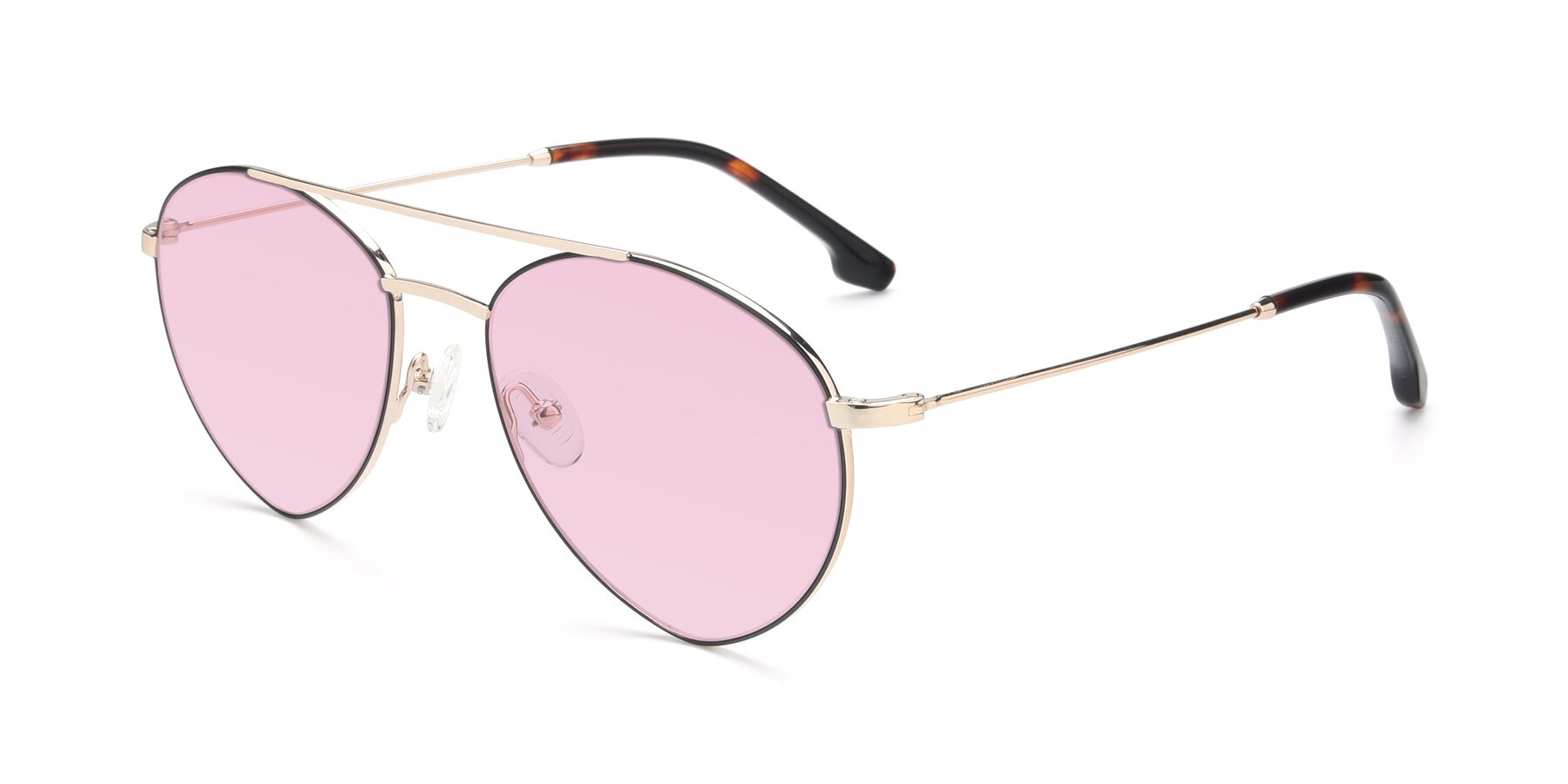 Angle of 9459 in Gold-Black with Light Pink Tinted Lenses