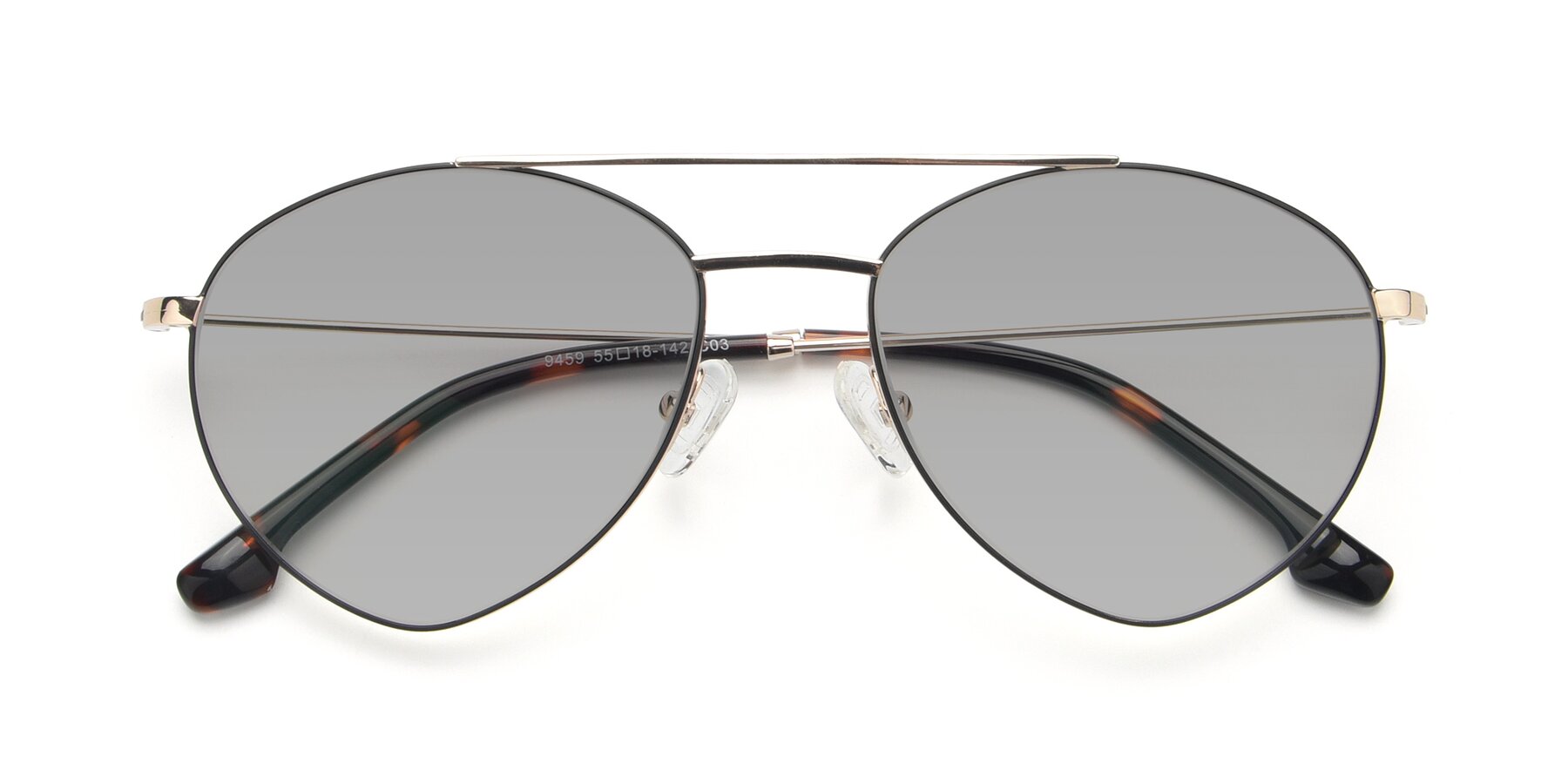 Folded Front of 9459 in Gold-Black with Light Gray Tinted Lenses