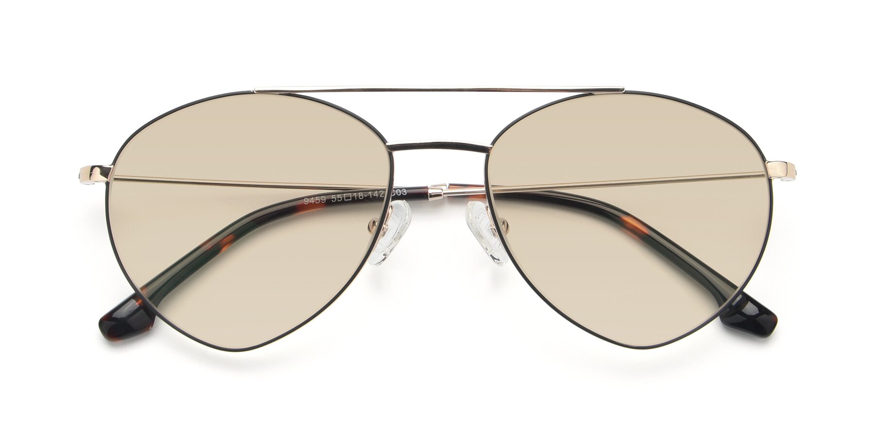 Folded Front of 9459 in Gold-Black with Light Brown Tinted Lenses