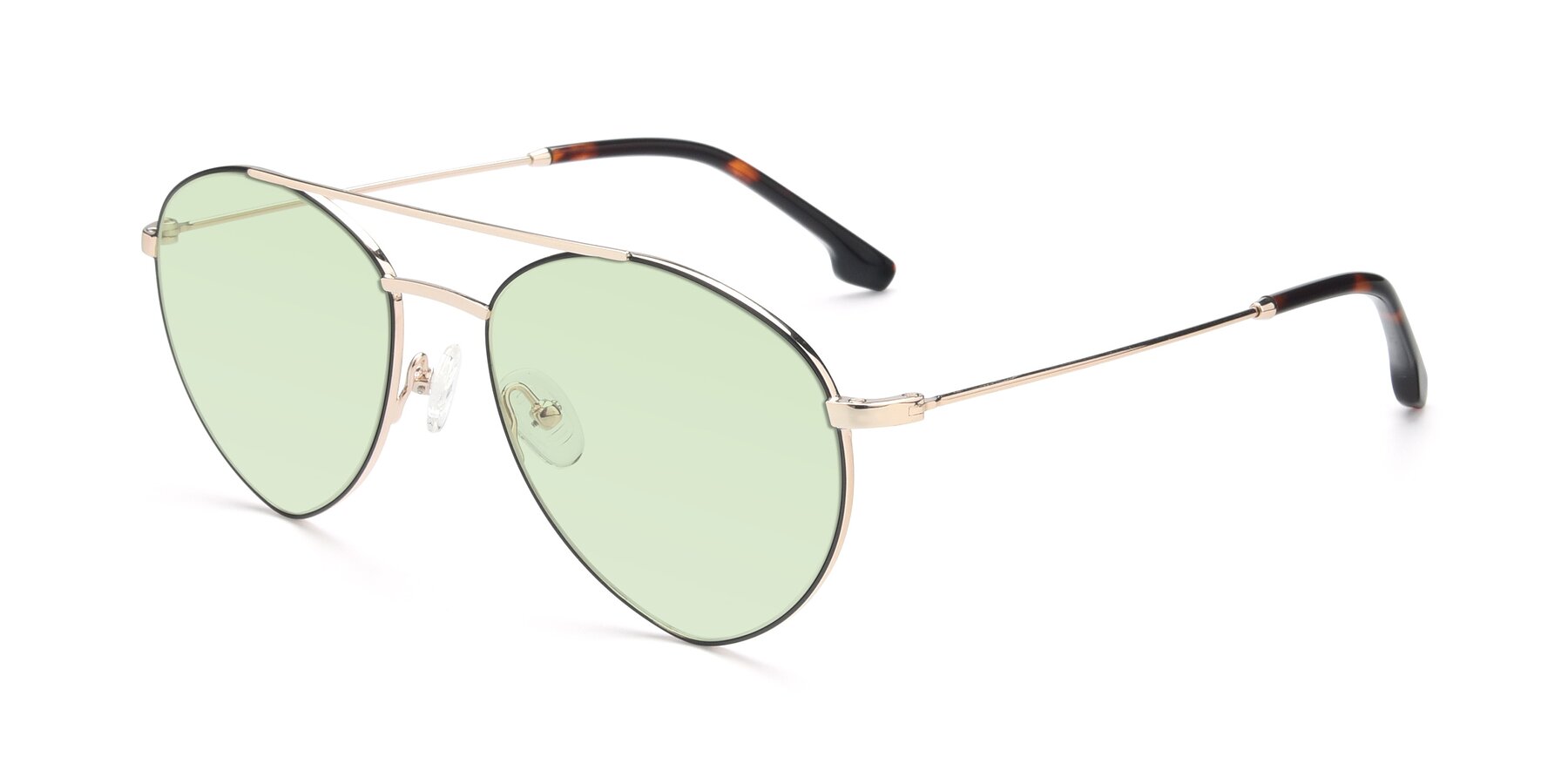 Angle of 9459 in Gold-Black with Light Green Tinted Lenses