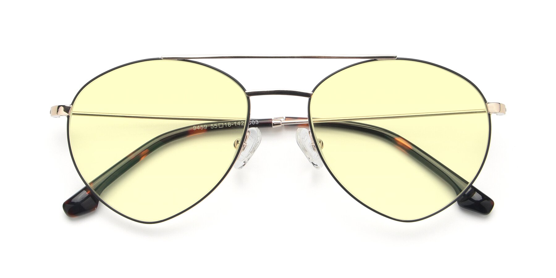Folded Front of 9459 in Gold-Black with Light Yellow Tinted Lenses