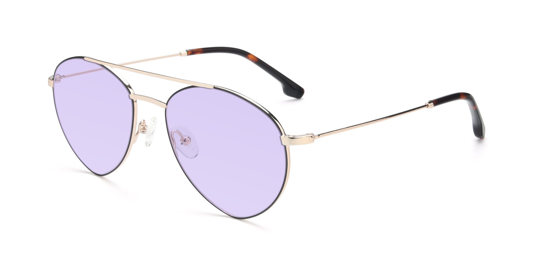 Angle of 9459 in Gold-Black with Light Purple Tinted Lenses