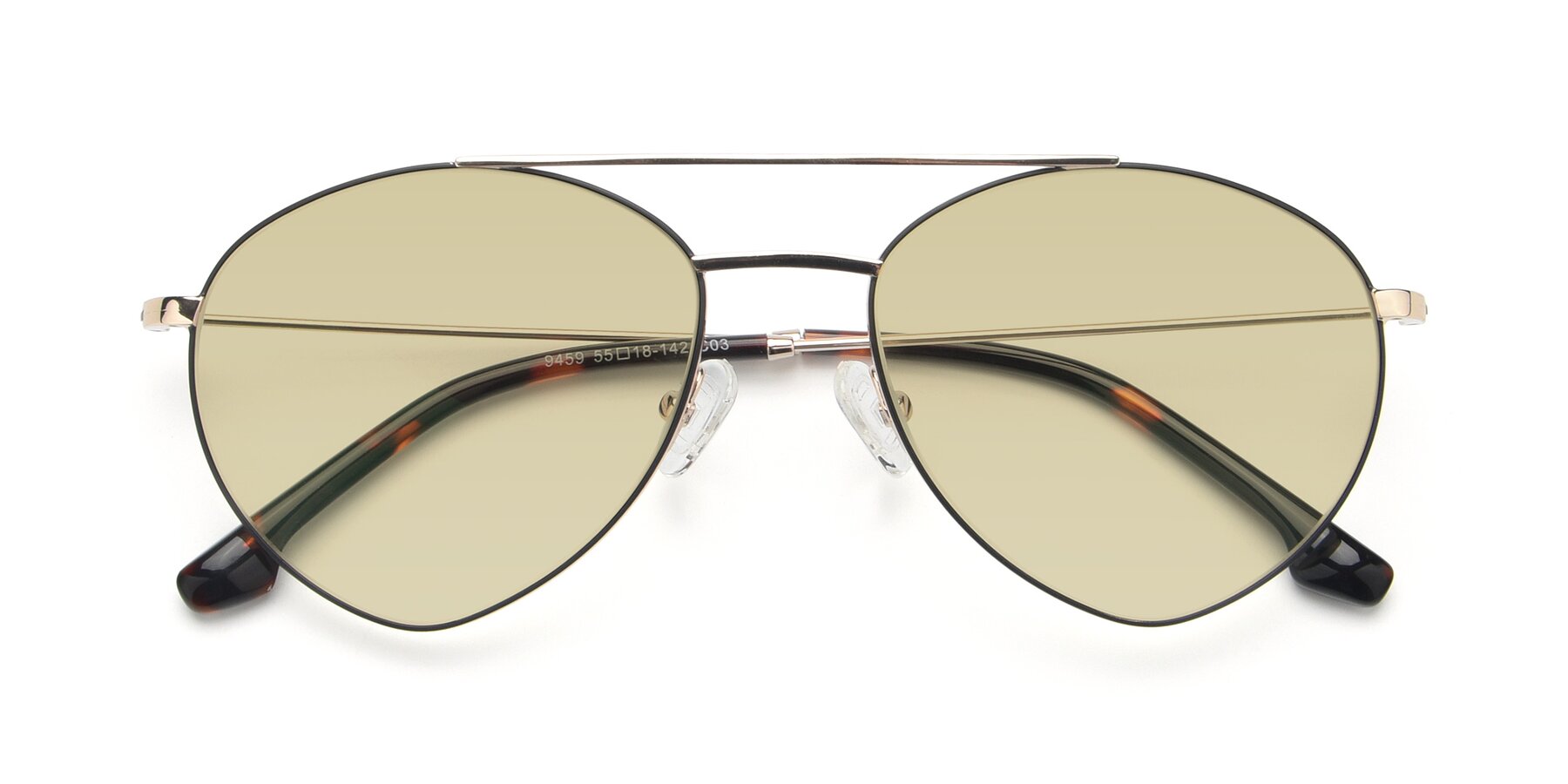 Folded Front of 9459 in Gold-Black with Light Champagne Tinted Lenses
