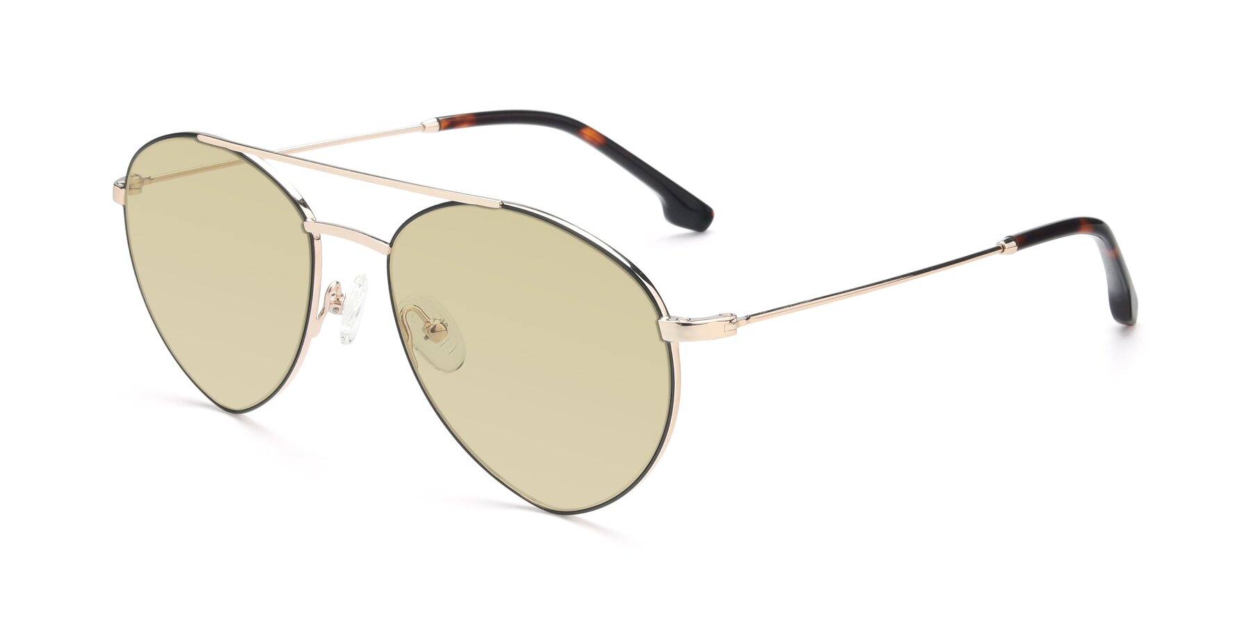 Angle of 9459 in Gold-Black with Light Champagne Tinted Lenses