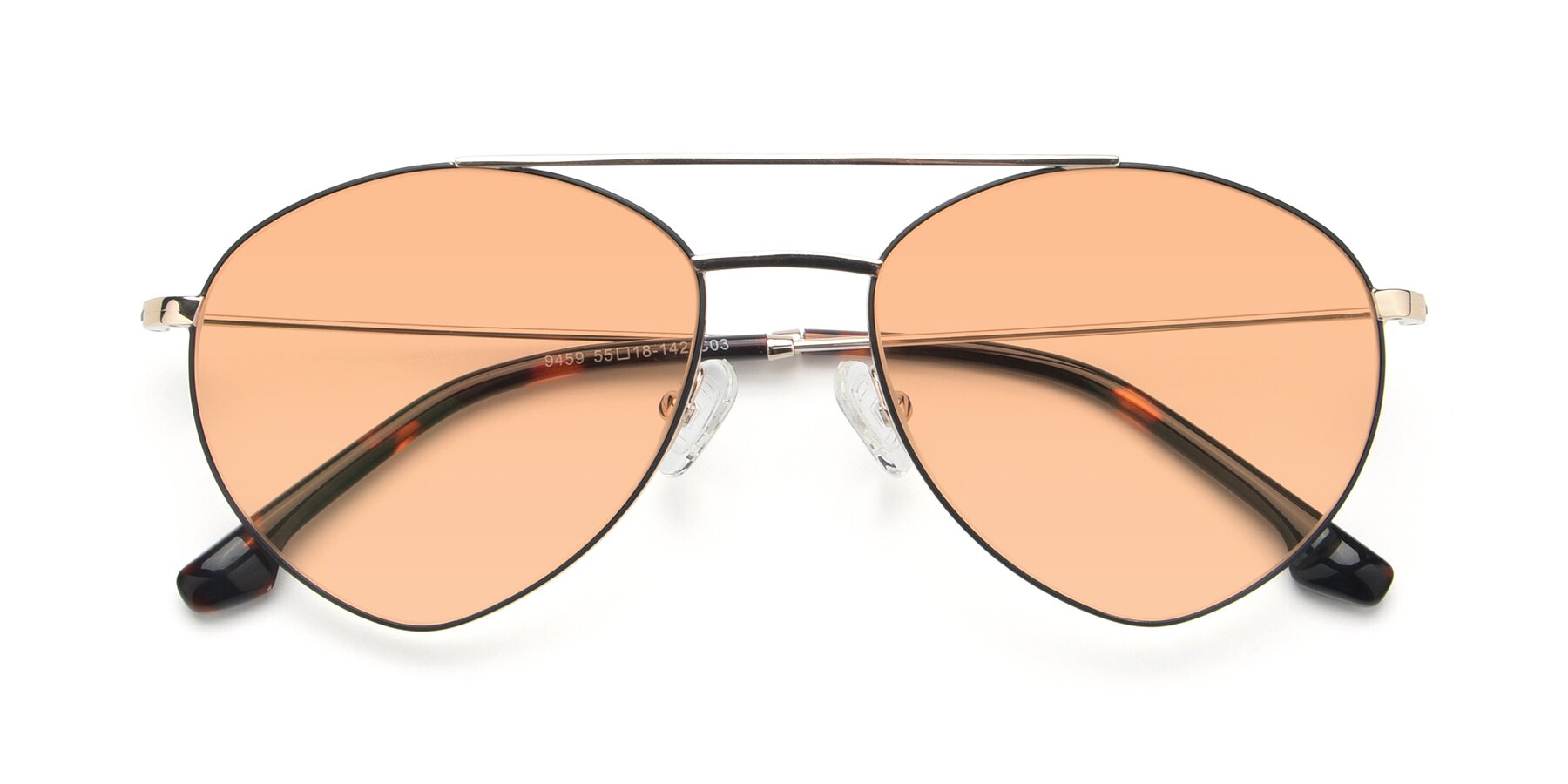 Folded Front of 9459 in Gold-Black with Light Orange Tinted Lenses