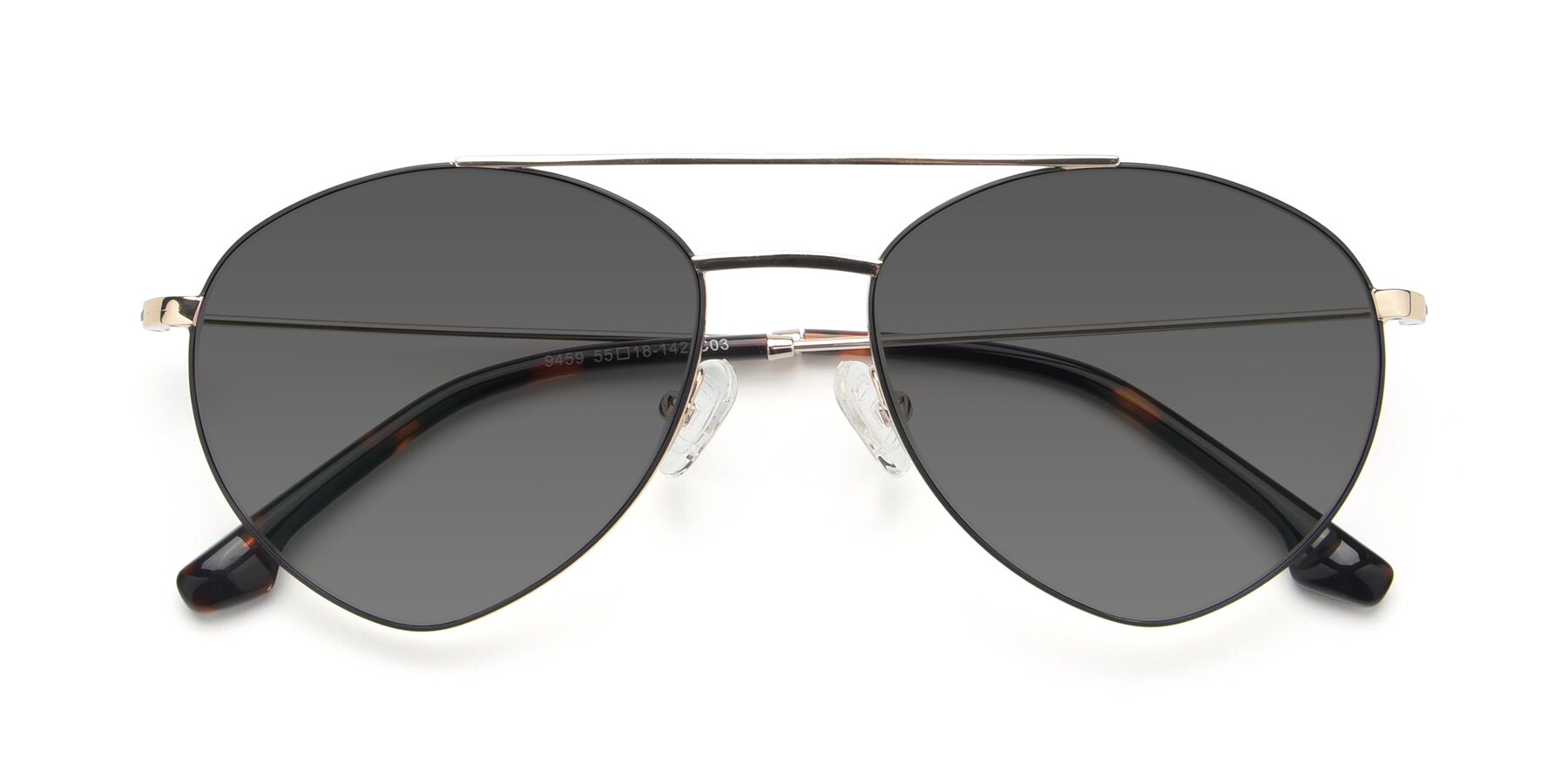 Folded Front of 9459 in Gold-Black with Medium Gray Tinted Lenses