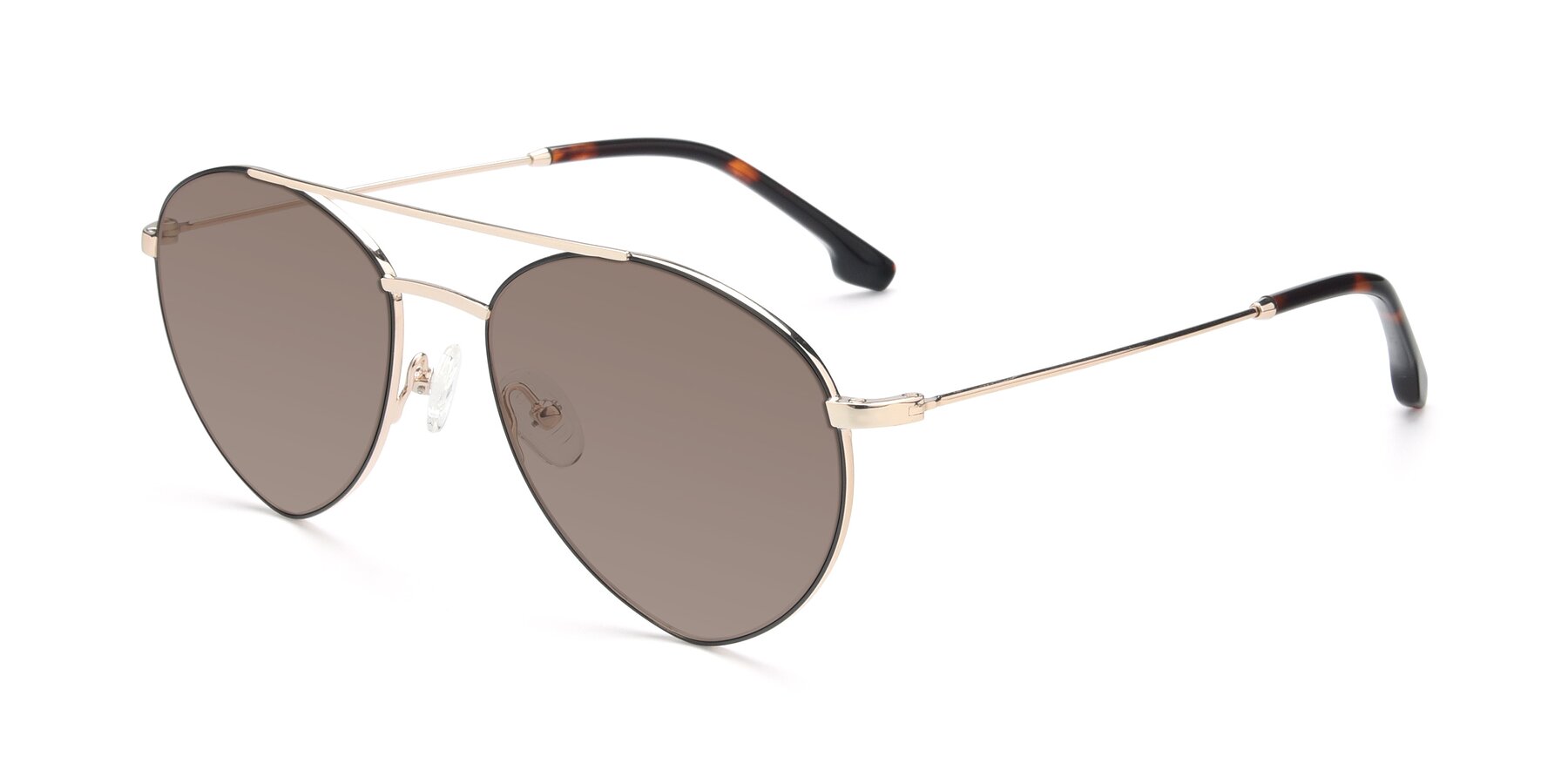 Angle of 9459 in Gold-Black with Medium Brown Tinted Lenses