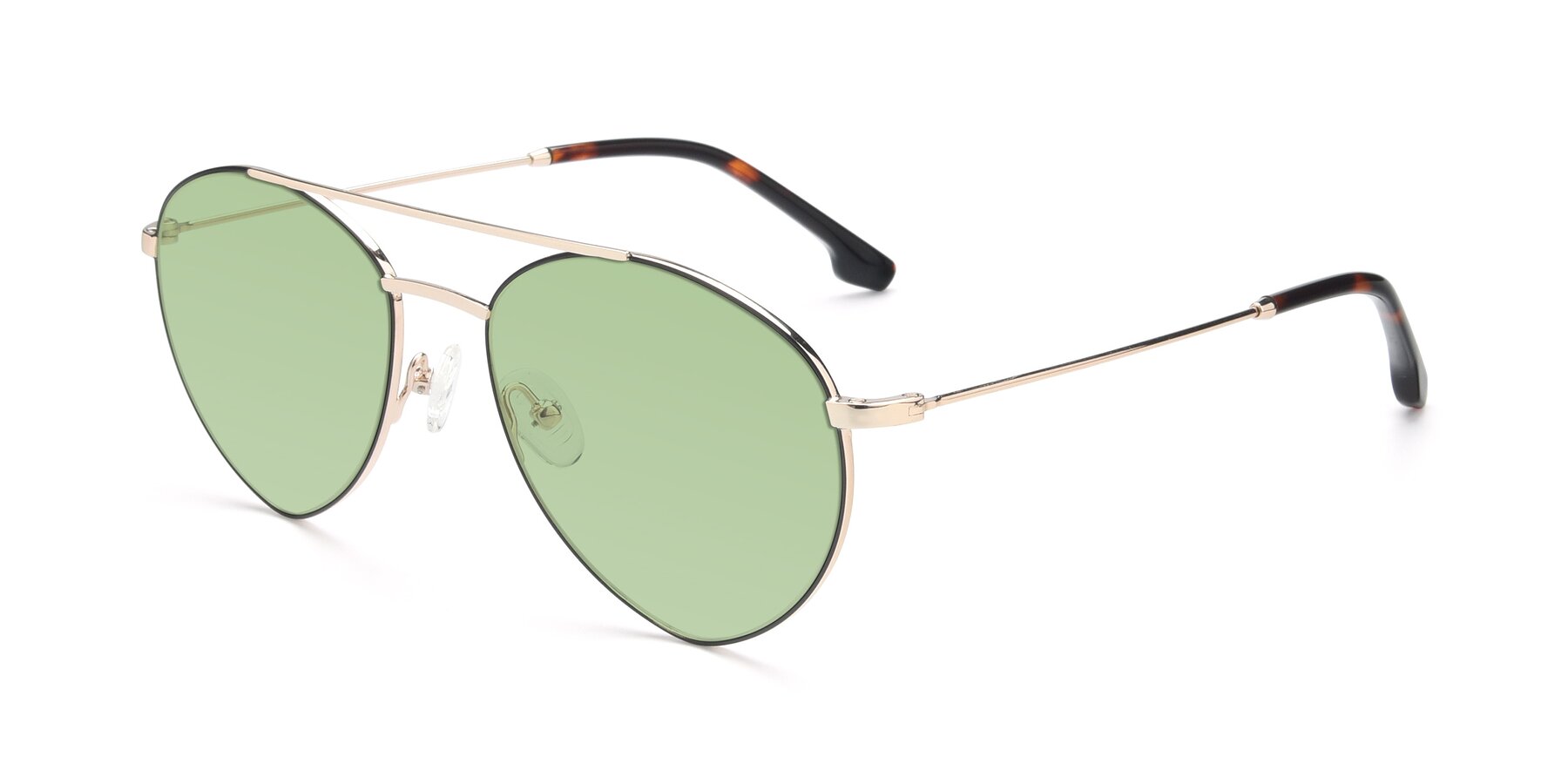 Angle of 9459 in Gold-Black with Medium Green Tinted Lenses