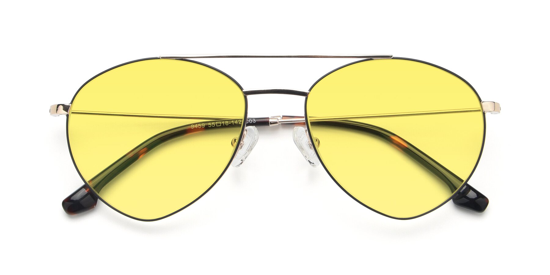 Folded Front of 9459 in Gold-Black with Medium Yellow Tinted Lenses