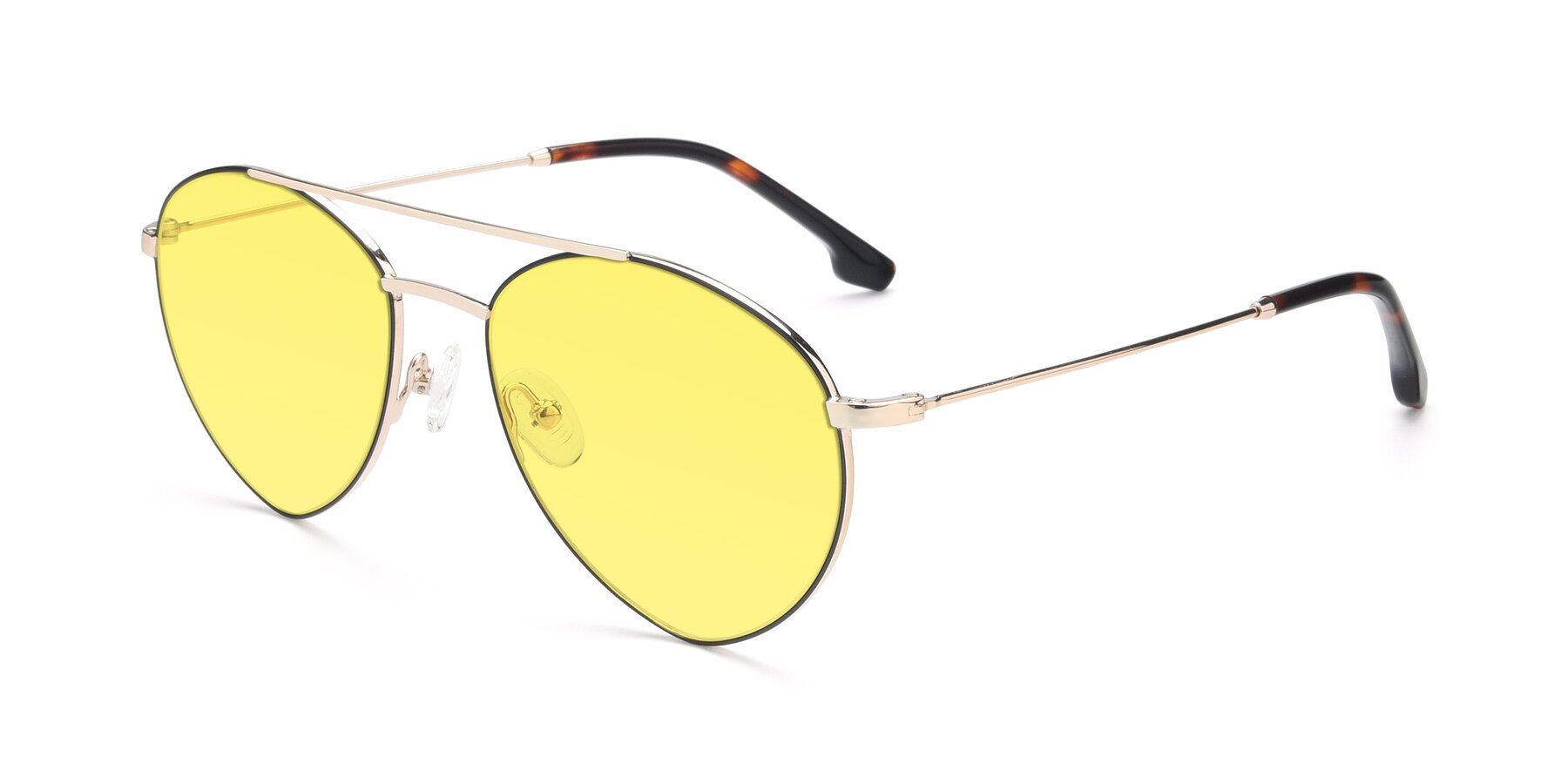 Angle of 9459 in Gold-Black with Medium Yellow Tinted Lenses