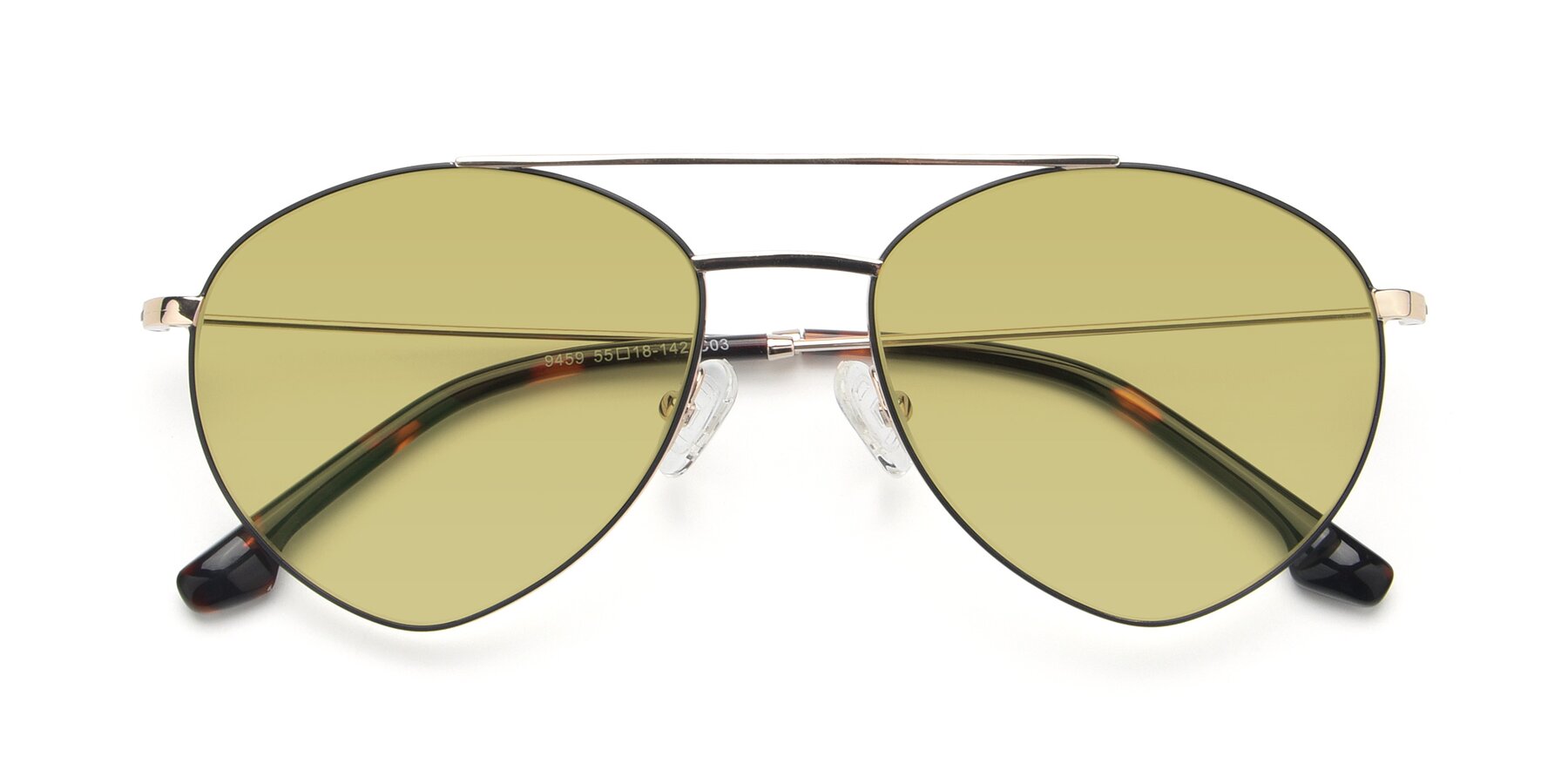 Folded Front of 9459 in Gold-Black with Medium Champagne Tinted Lenses