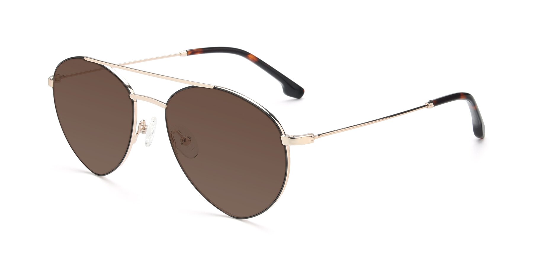Angle of 9459 in Gold-Black with Brown Tinted Lenses