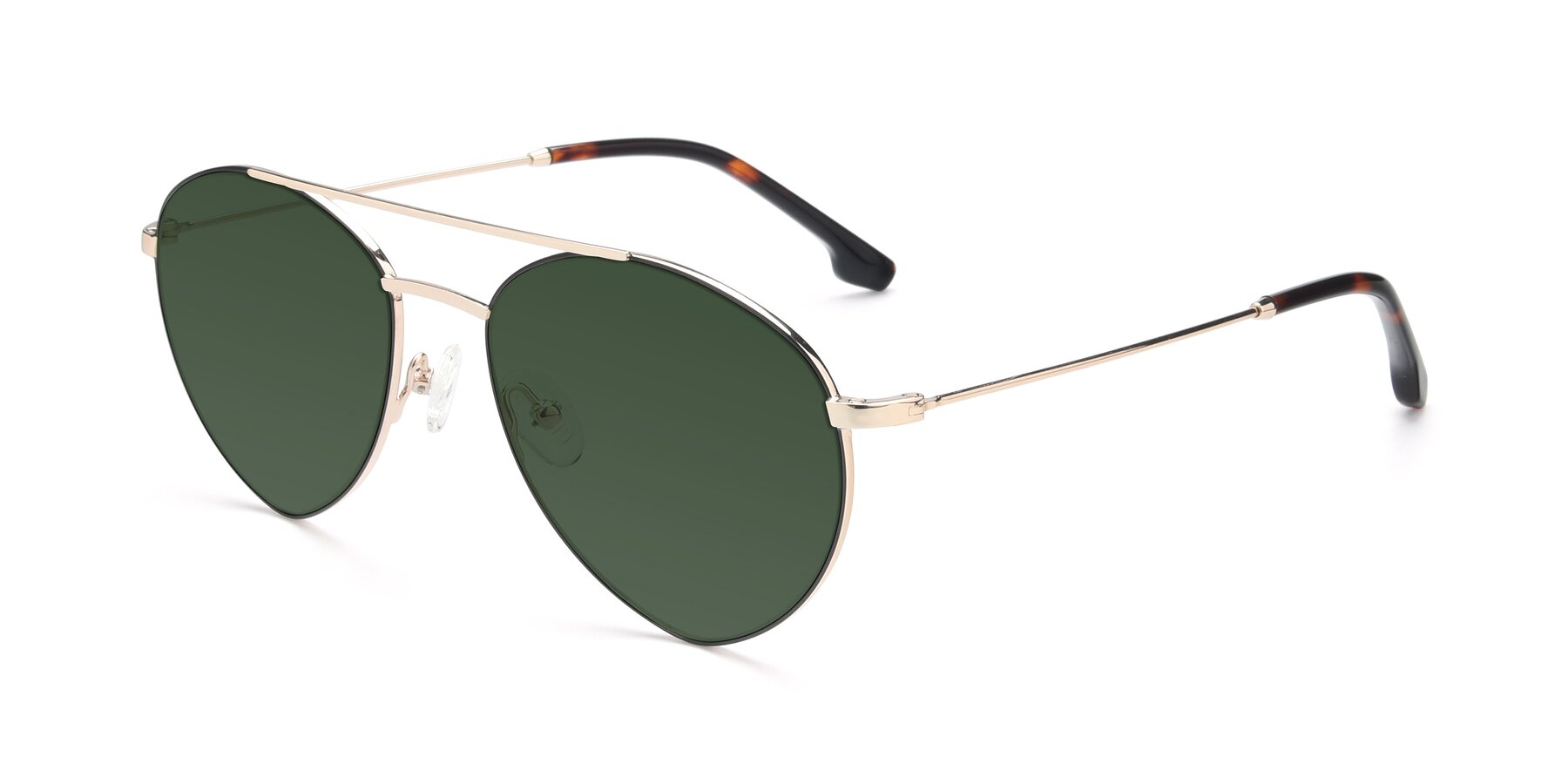 Angle of 9459 in Gold-Black with Green Tinted Lenses