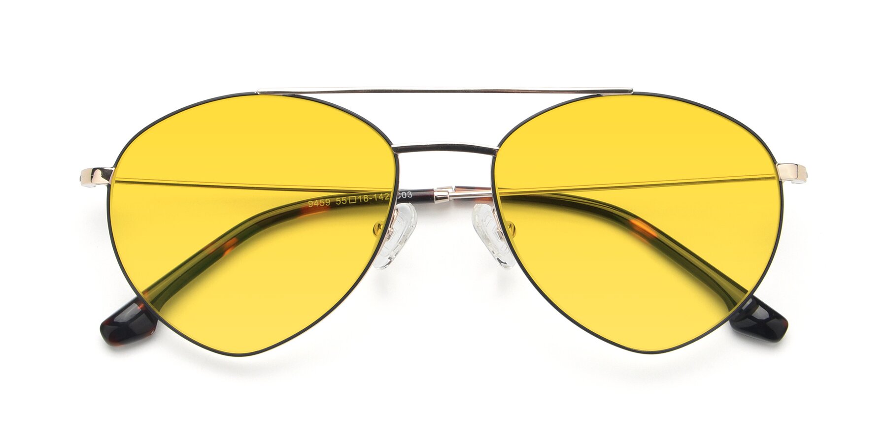 Folded Front of 9459 in Gold-Black with Yellow Tinted Lenses
