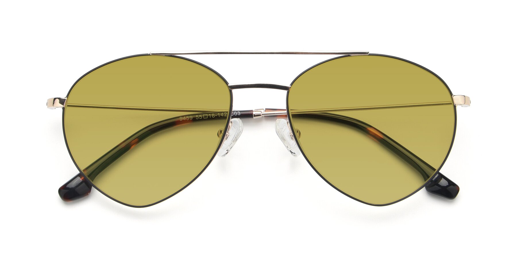 Folded Front of 9459 in Gold-Black with Champagne Tinted Lenses