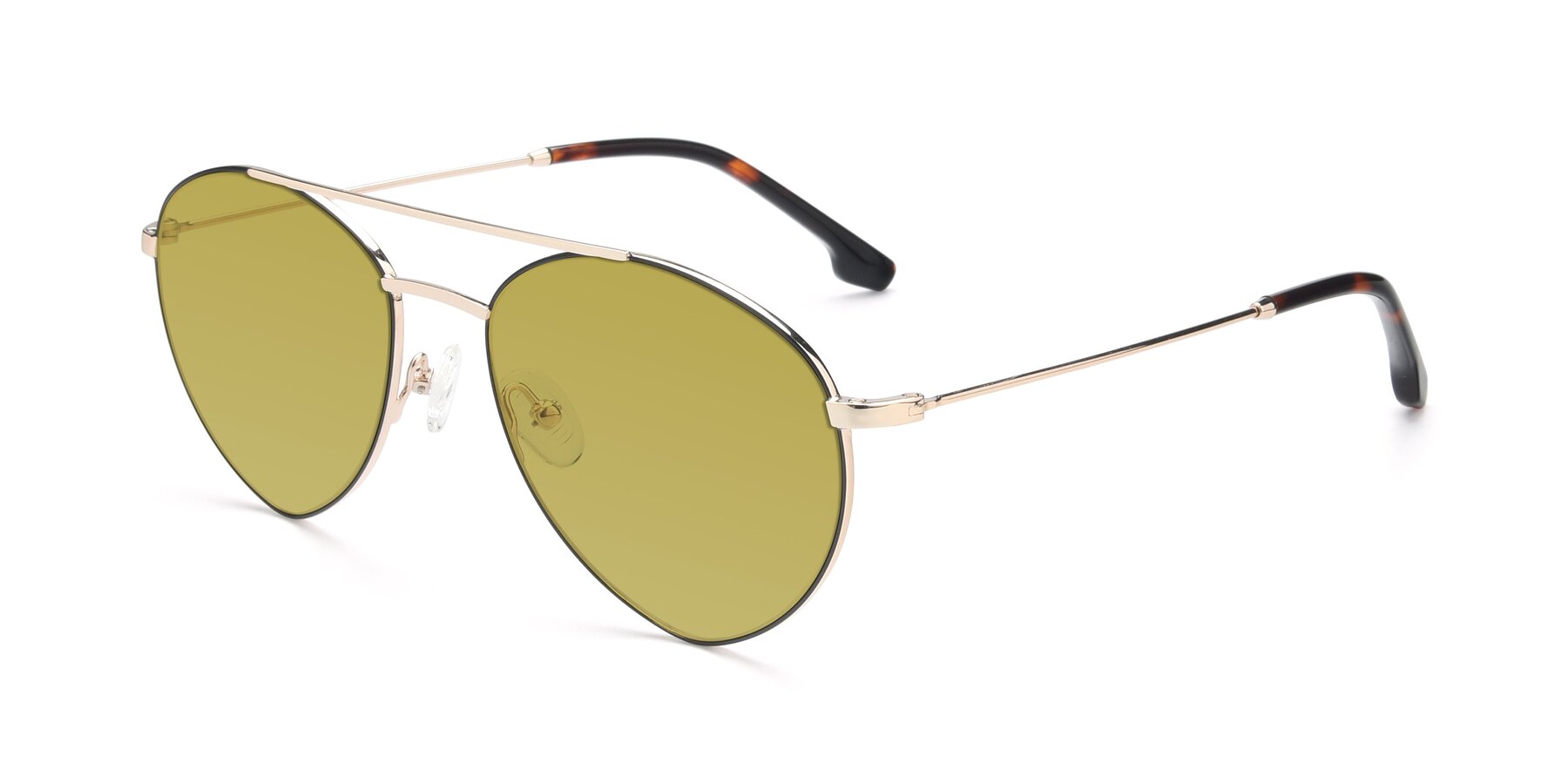 Angle of 9459 in Gold-Black with Champagne Tinted Lenses