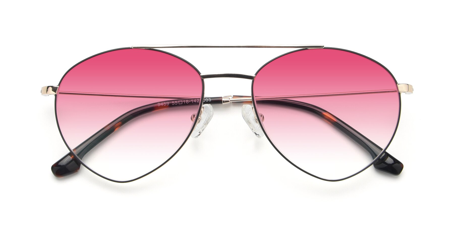 Folded Front of 9459 in Gold-Black with Pink Gradient Lenses