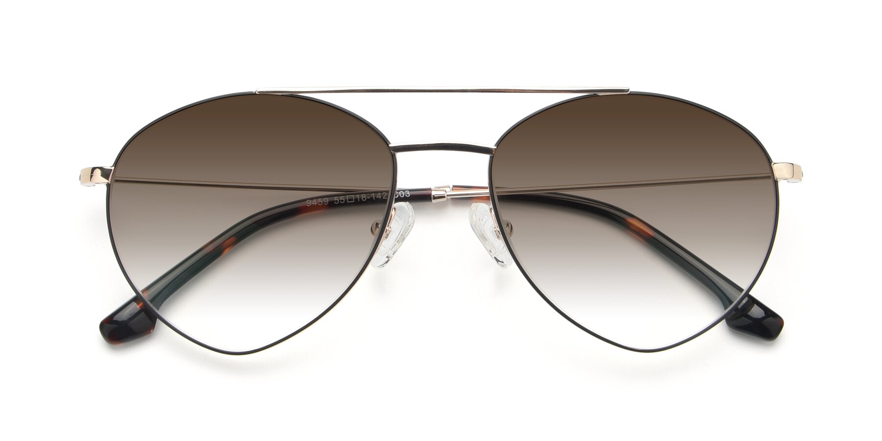 Folded Front of 9459 in Gold-Black with Brown Gradient Lenses