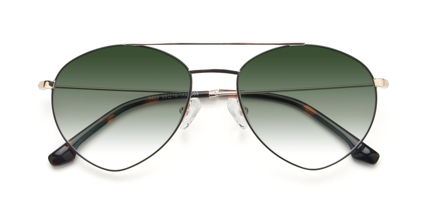 Folded Front of 9459 in Gold-Black with Green Gradient Lenses