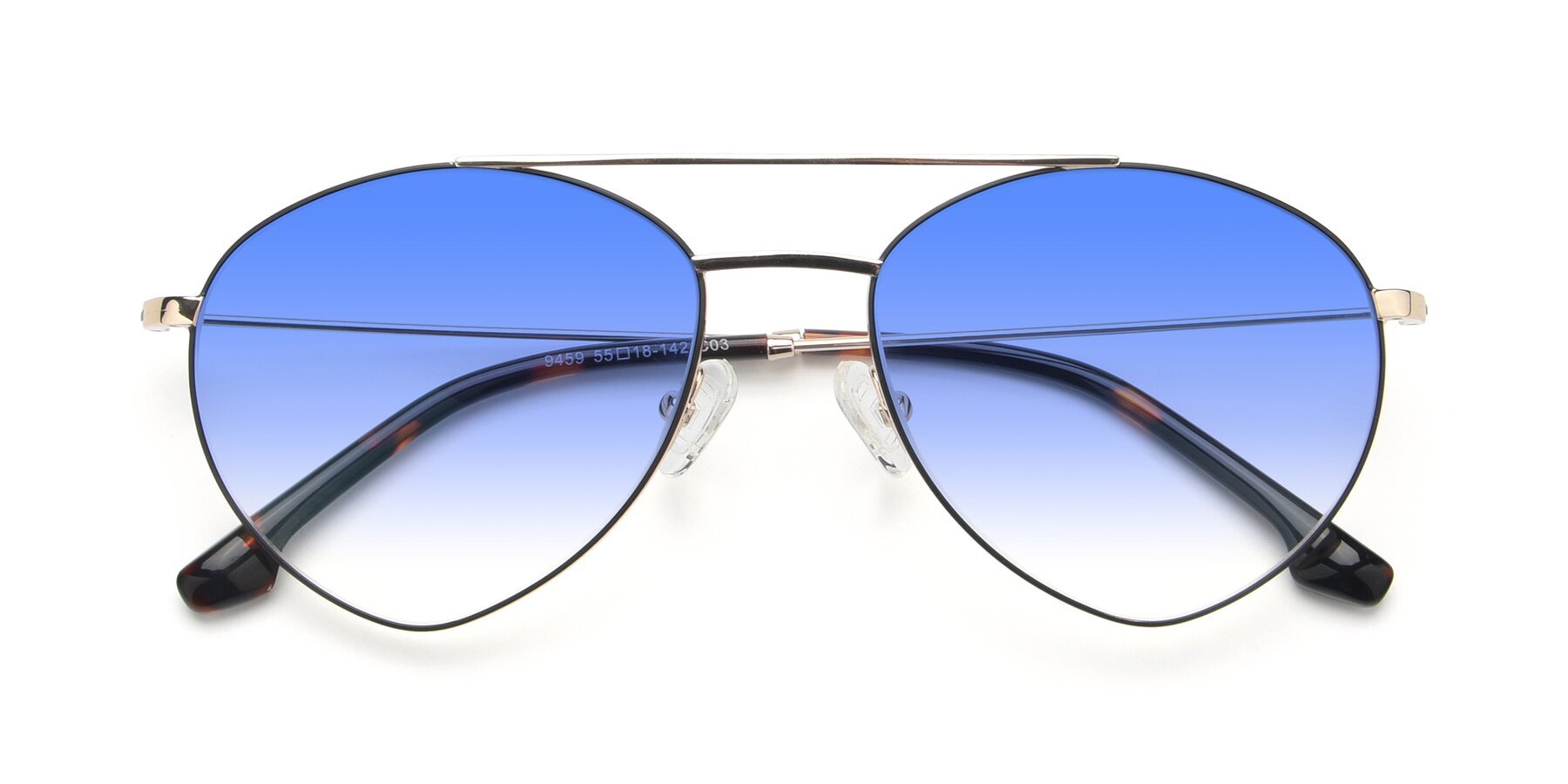 Folded Front of 9459 in Gold-Black with Blue Gradient Lenses