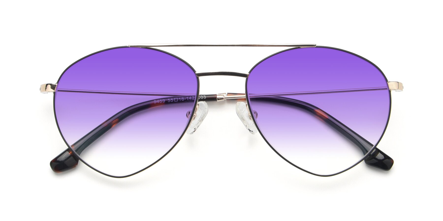 Folded Front of 9459 in Gold-Black with Purple Gradient Lenses