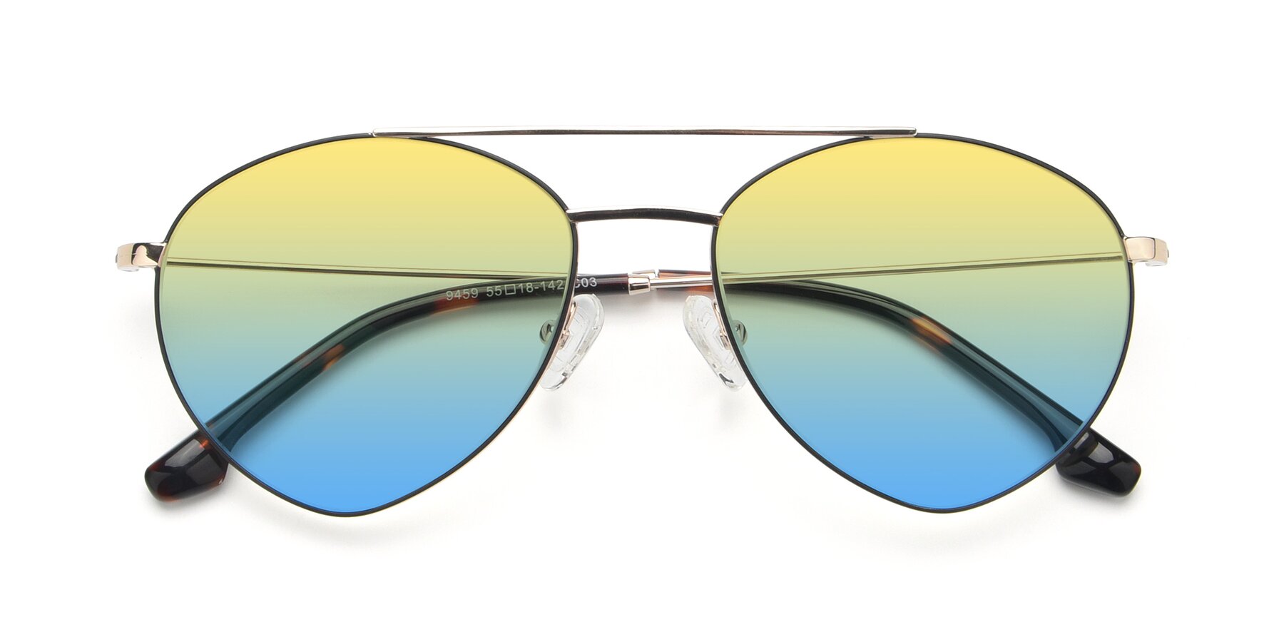 Folded Front of 9459 in Gold-Black with Yellow / Blue Gradient Lenses