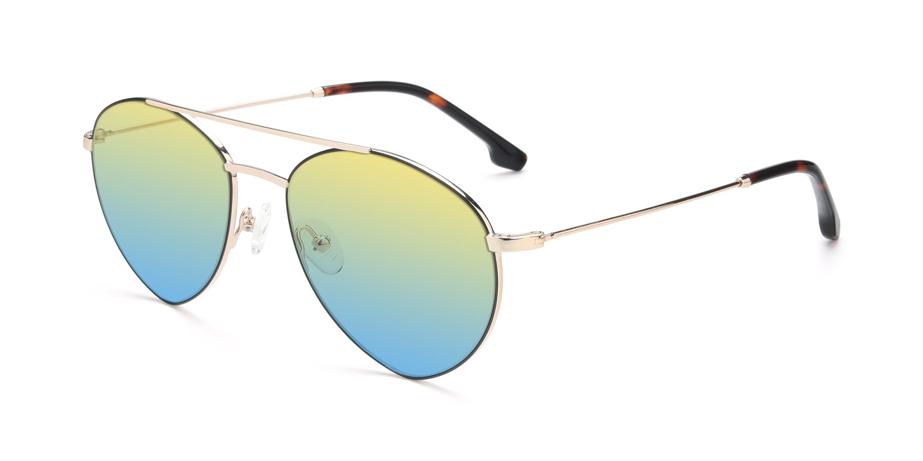 Angle of 9459 in Gold-Black with Yellow / Blue Gradient Lenses