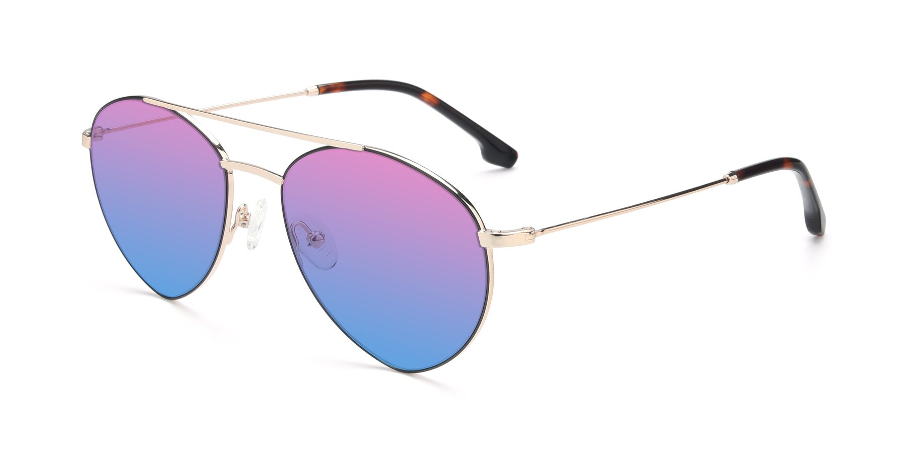 Angle of 9459 in Gold-Black with Pink / Blue Gradient Lenses
