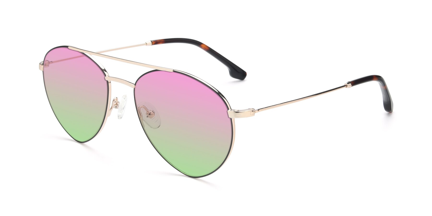 Angle of 9459 in Gold-Black with Pink / Green Gradient Lenses