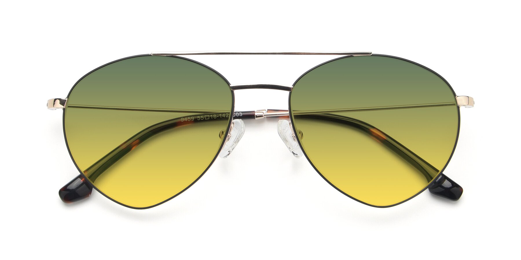 Folded Front of 9459 in Gold-Black with Green / Yellow Gradient Lenses
