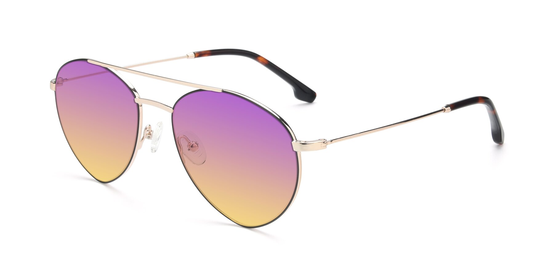 Angle of 9459 in Gold-Black with Purple / Yellow Gradient Lenses