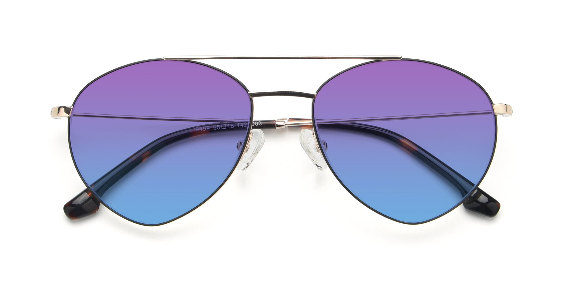 Folded Front of 9459 in Gold-Black with Purple / Blue Gradient Lenses