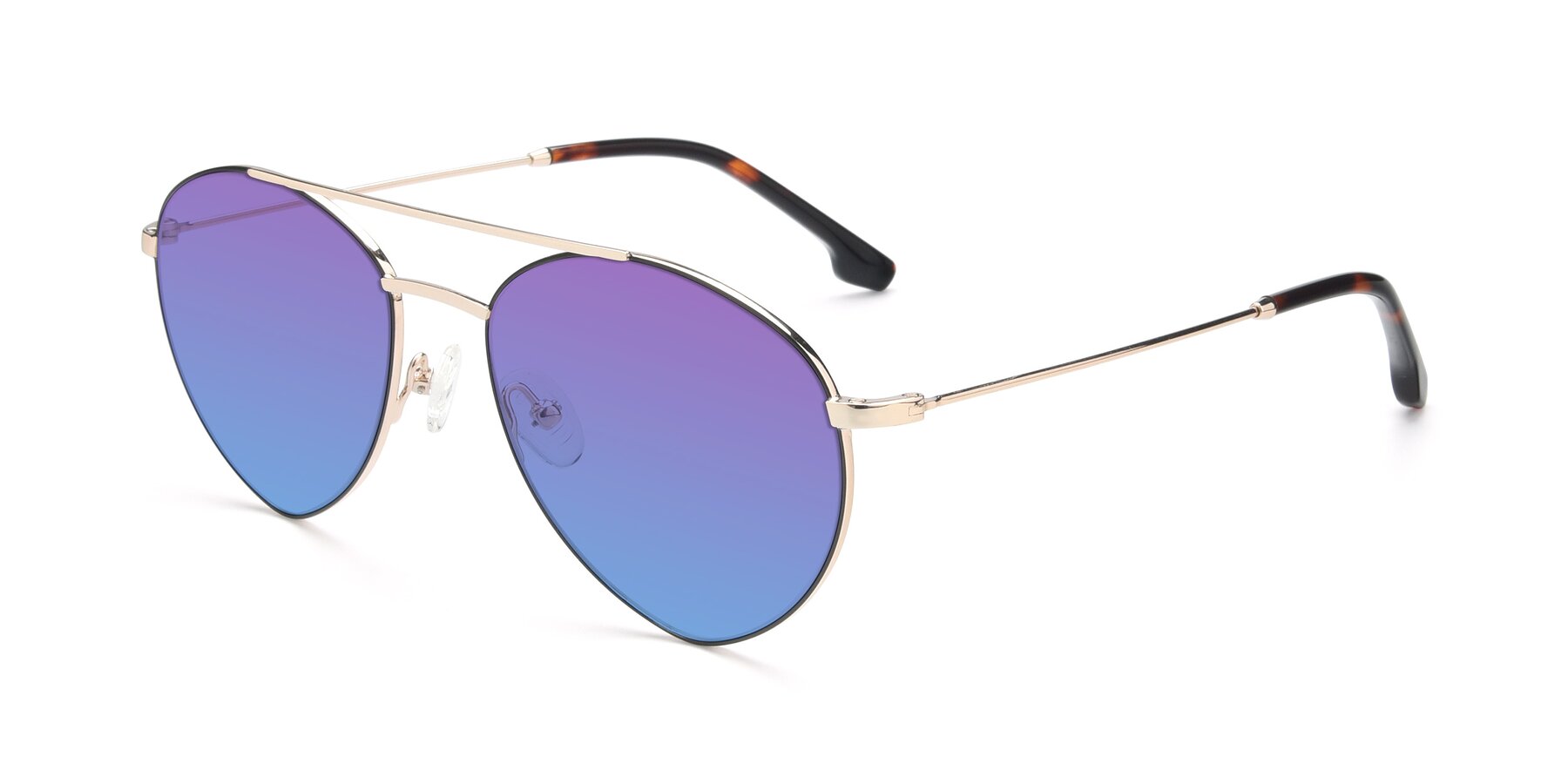 Angle of 9459 in Gold-Black with Purple / Blue Gradient Lenses