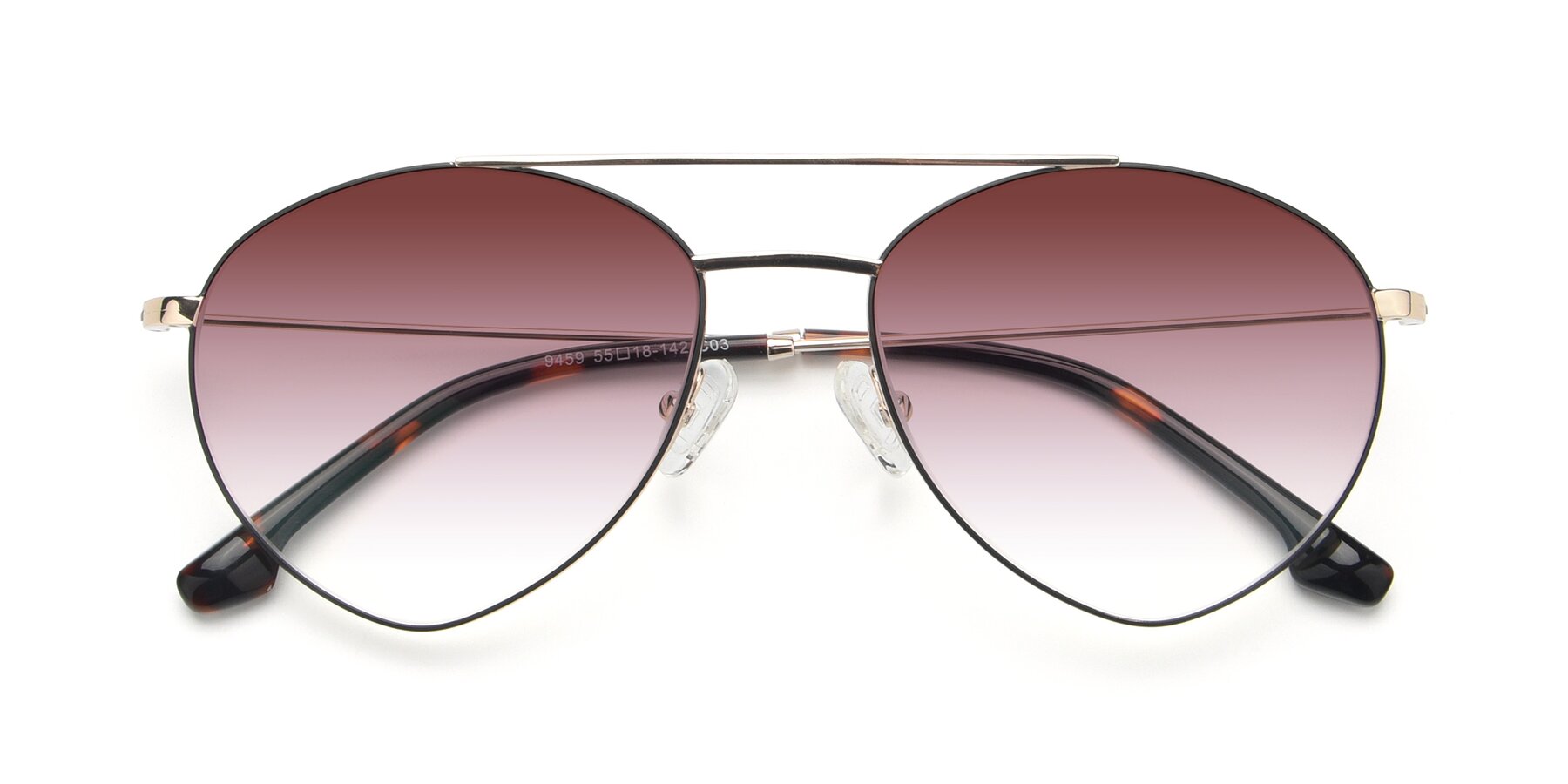 Folded Front of 9459 in Gold-Black with Garnet Gradient Lenses