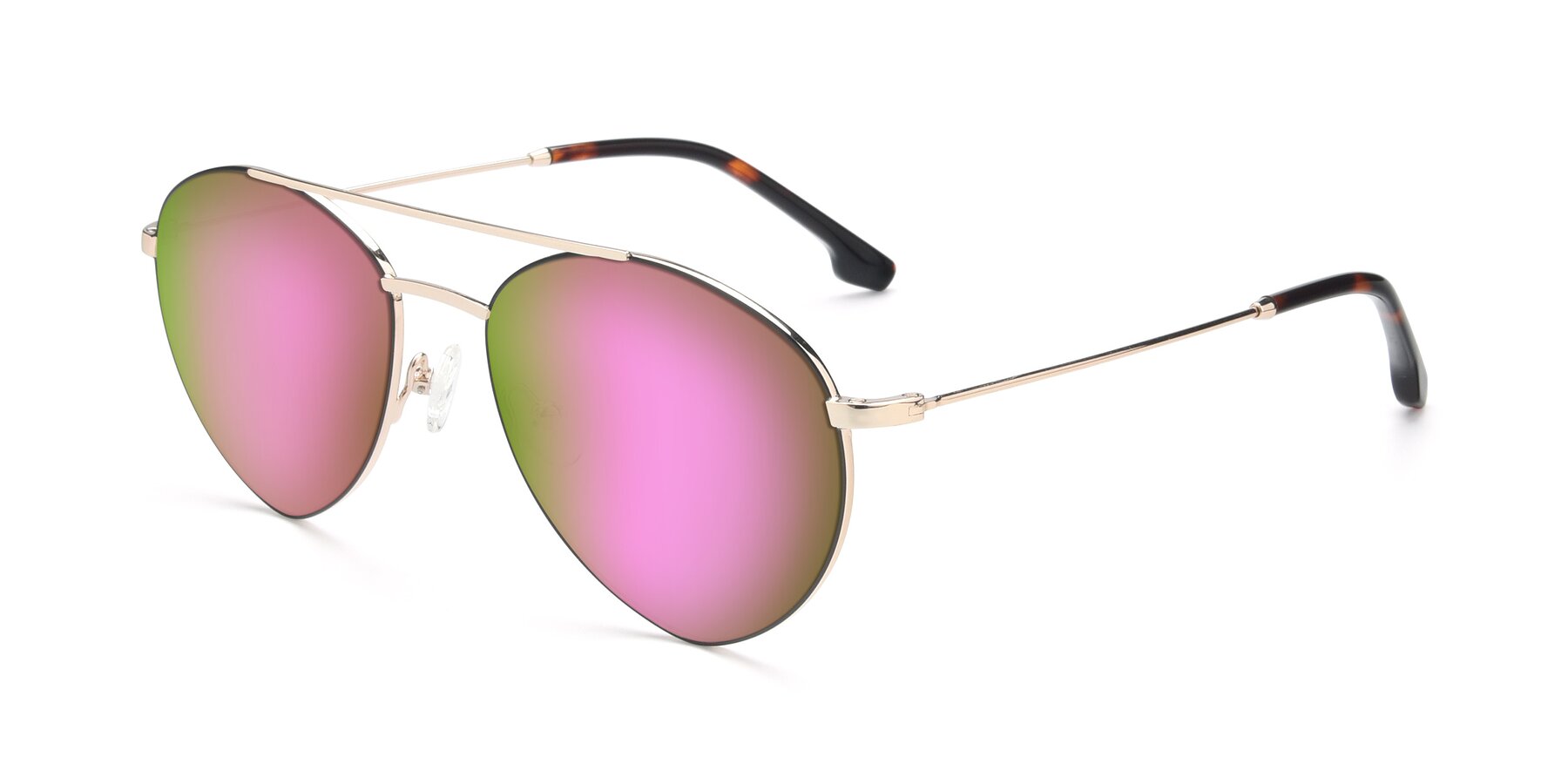 Angle of 9459 in Gold-Black with Pink Mirrored Lenses
