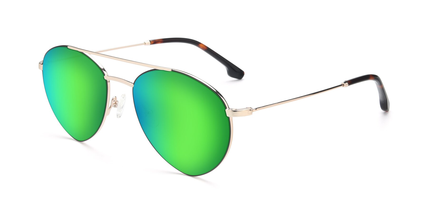 Angle of 9459 in Gold-Black with Green Mirrored Lenses