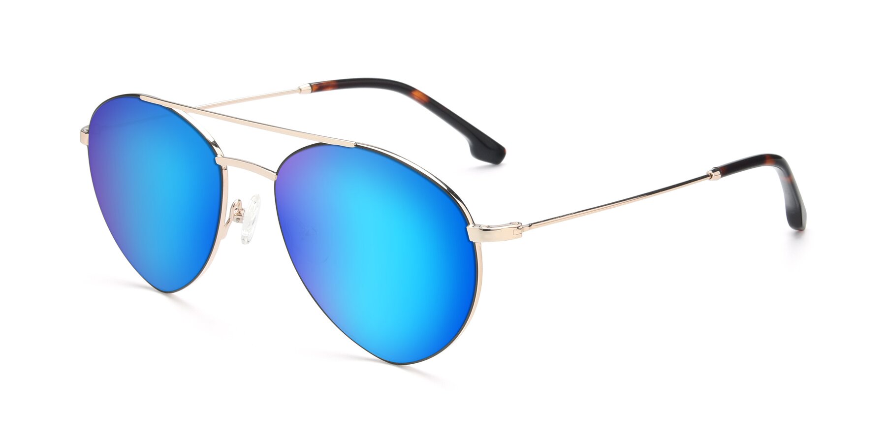 Angle of 9459 in Gold-Black with Blue Mirrored Lenses