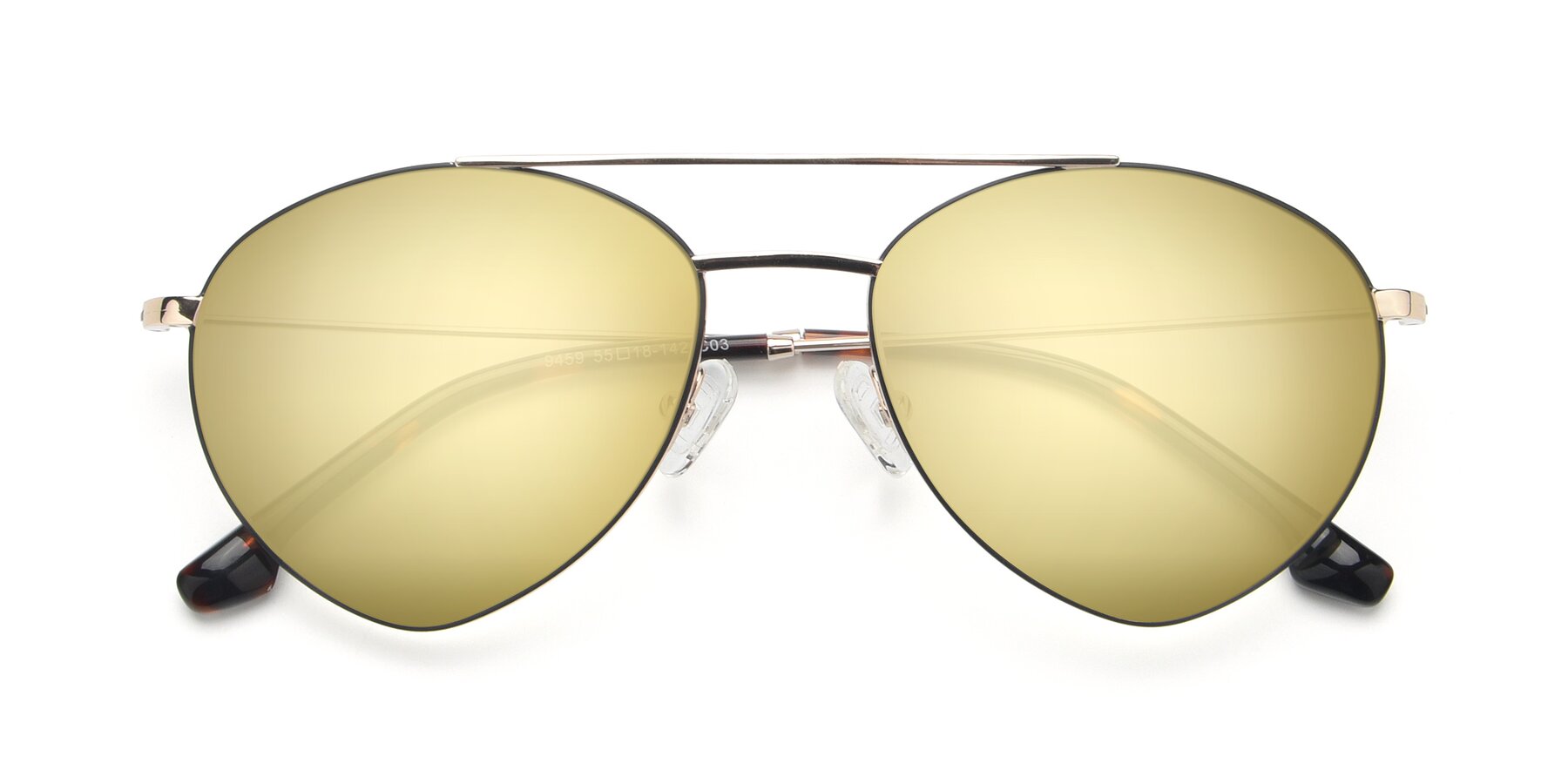Folded Front of 9459 in Gold-Black with Gold Mirrored Lenses