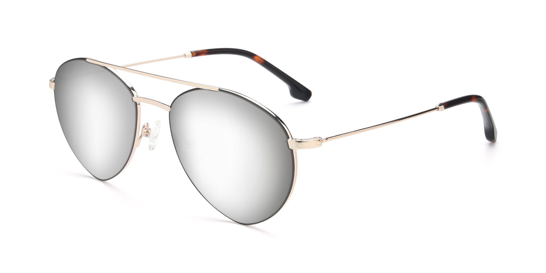 Angle of 9459 in Gold-Black with Silver Mirrored Lenses