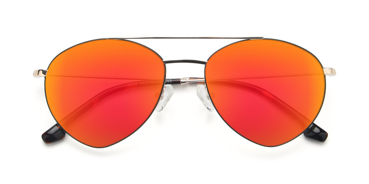 9459 - Gold / Black Flash Mirrored Sunglasses