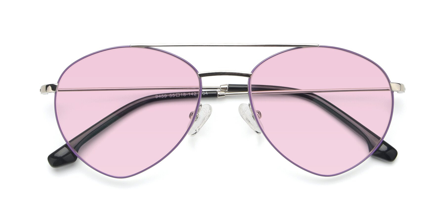 Folded Front of 9459 in Silver-Purple with Light Pink Tinted Lenses