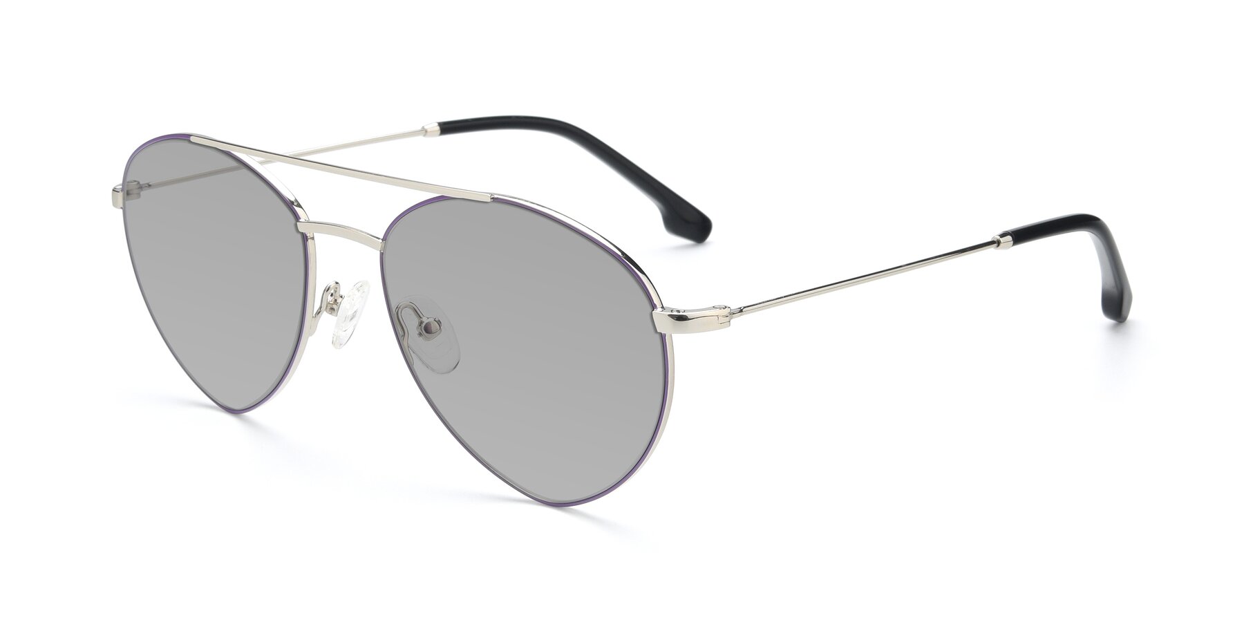 Angle of 9459 in Silver-Purple with Light Gray Tinted Lenses