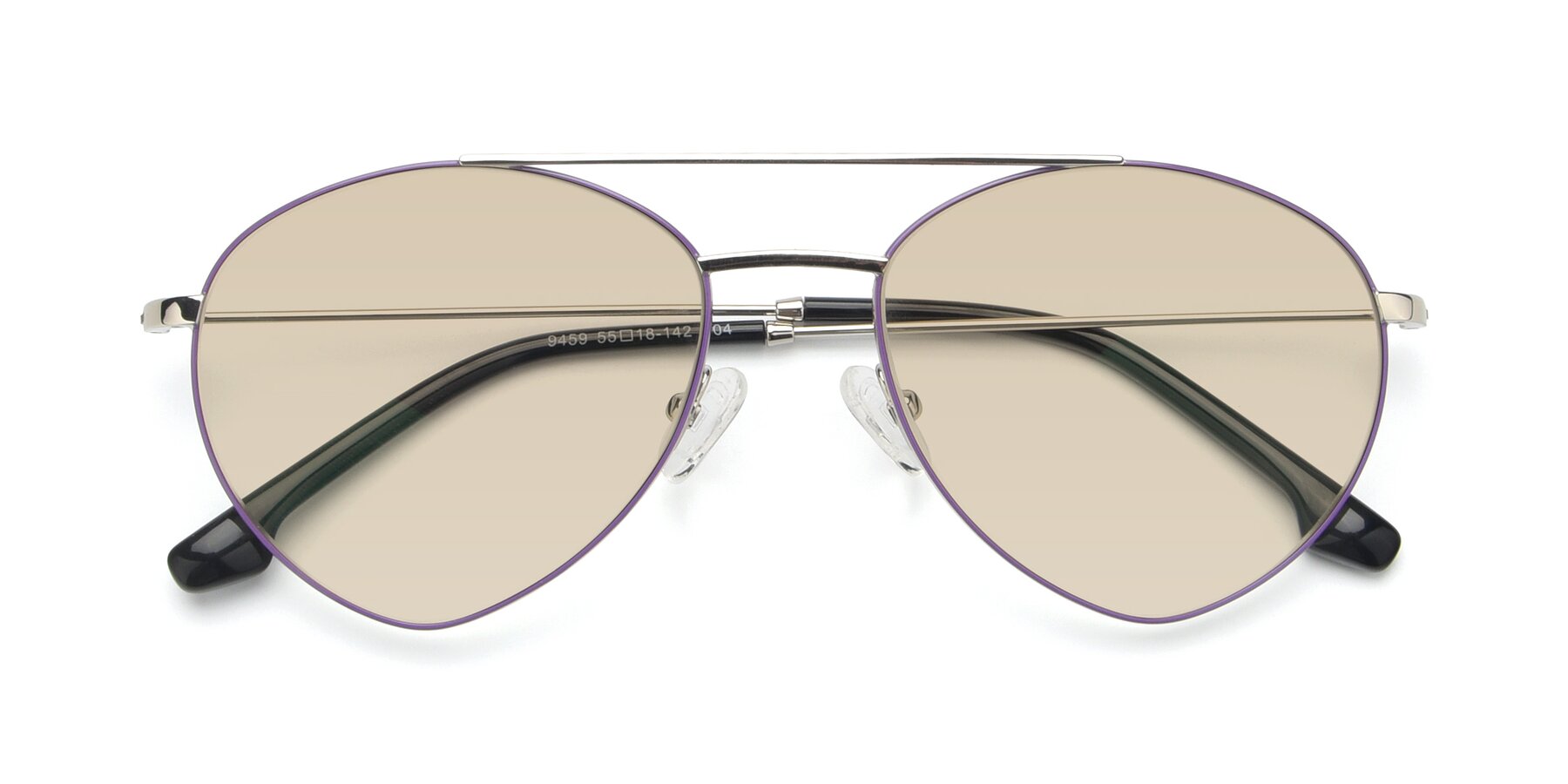 Folded Front of 9459 in Silver-Purple with Light Brown Tinted Lenses