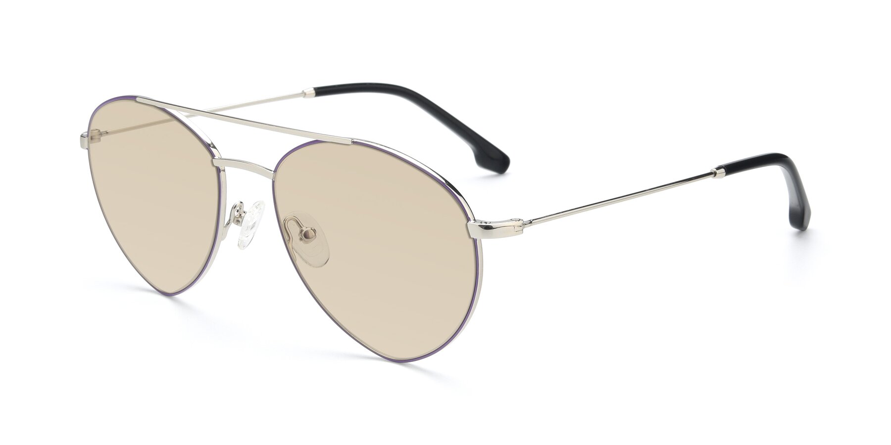 Angle of 9459 in Silver-Purple with Light Brown Tinted Lenses