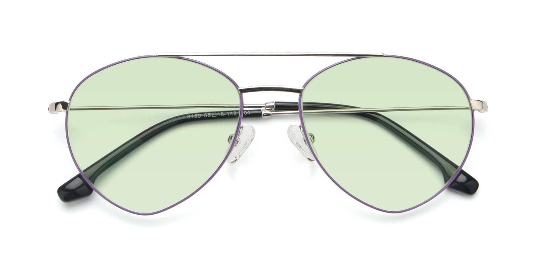 Folded Front of 9459 in Silver-Purple with Light Green Tinted Lenses