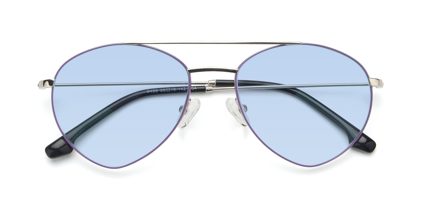 9459 - Silver / Purple Tinted Sunglasses