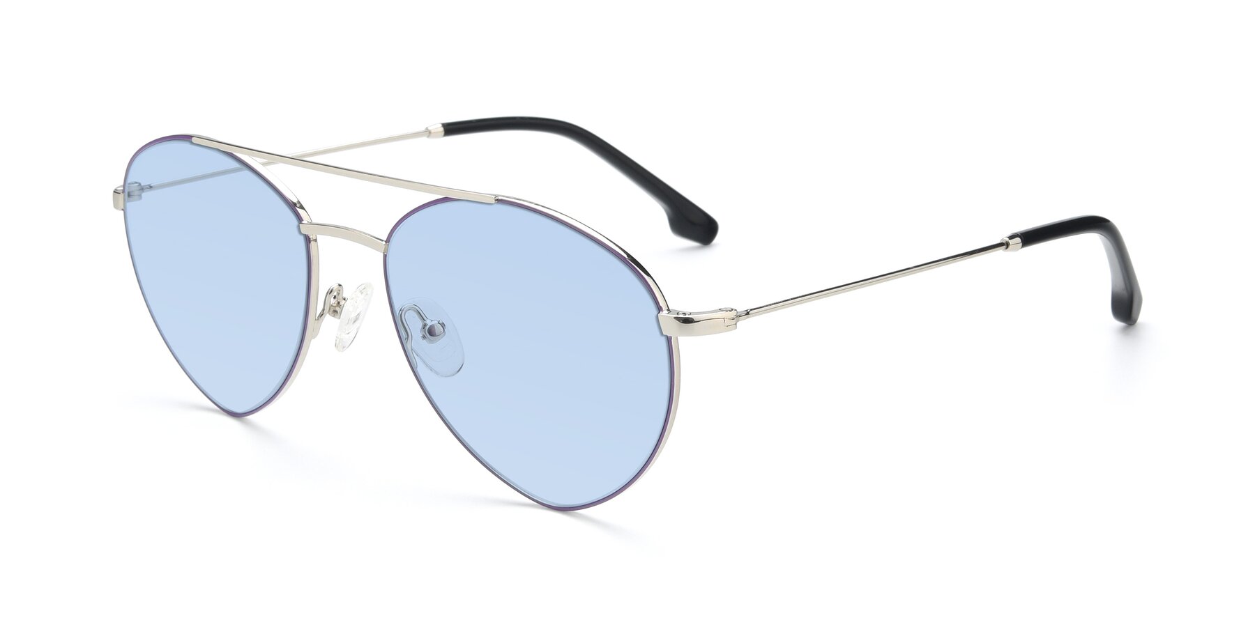 Angle of 9459 in Silver-Purple with Light Blue Tinted Lenses