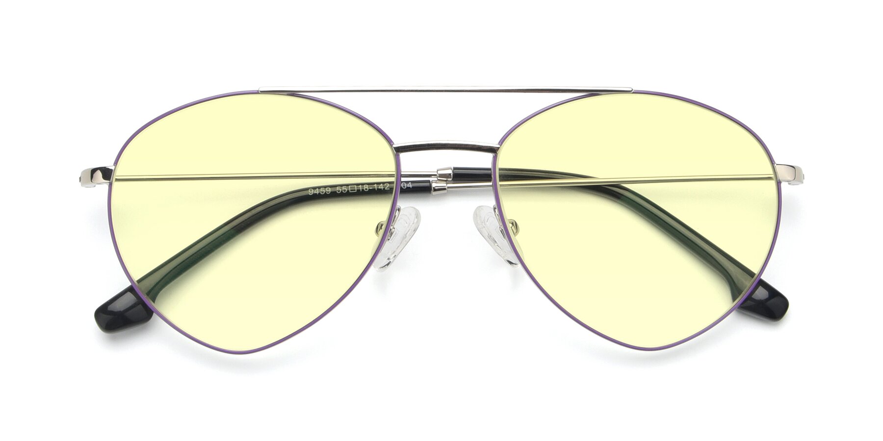 Folded Front of 9459 in Silver-Purple with Light Yellow Tinted Lenses